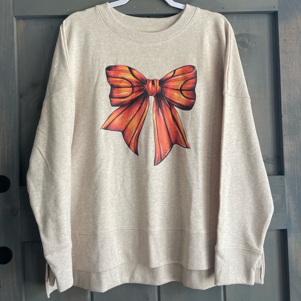 Custom  Beige Bow Sweatshirt
